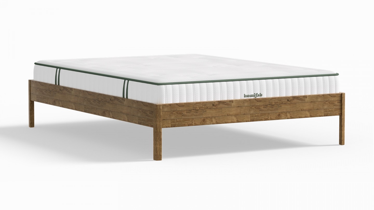 Ensemble lit adulte 180x200 cm en chêne massif Aina + Matelas Latex naturel Latex Luxury