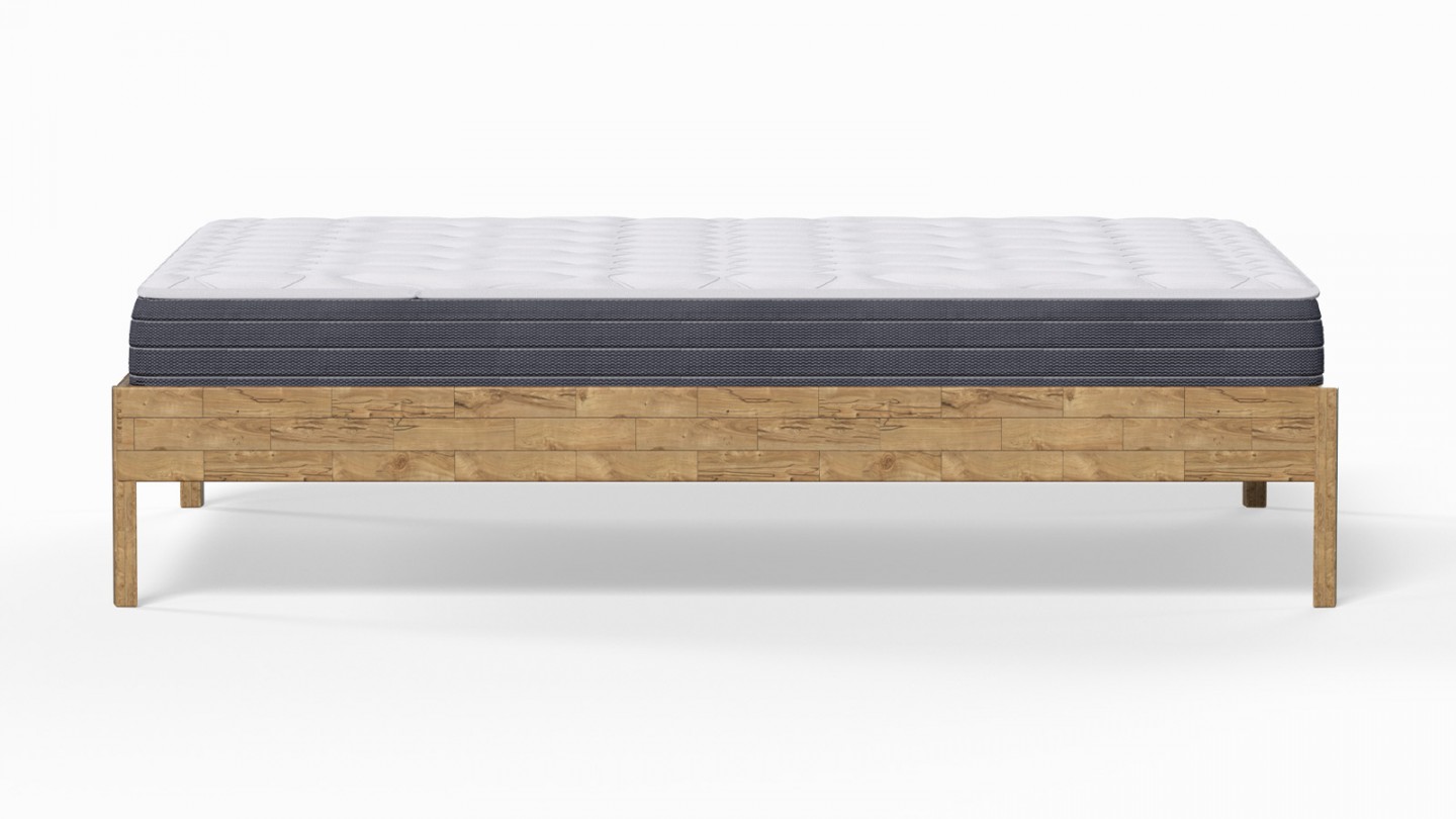 Ensemble lit adulte 160x200 cm en chêne massif Aina + Matelas mémoire de forme Memo HR