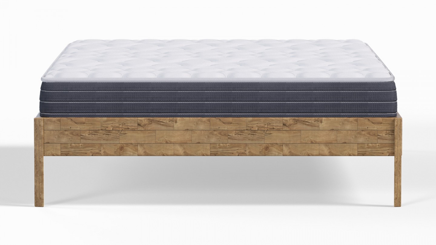 Ensemble lit adulte 180x200 cm en chêne massif Aina + Matelas mémoire de forme Memo HR