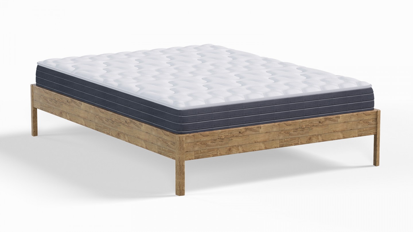 Ensemble lit adulte 180x200 cm en chêne massif Aina + Matelas mémoire de forme Memo HR