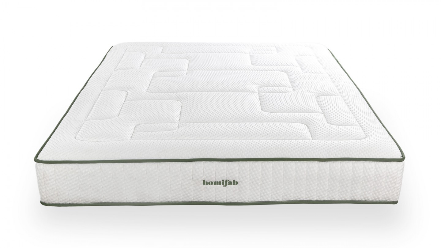 Ensemble lit adulte 140x190 cm placage bois avec tête de lit en cannage Leonie + Matelas Latex naturel Latex Luxury