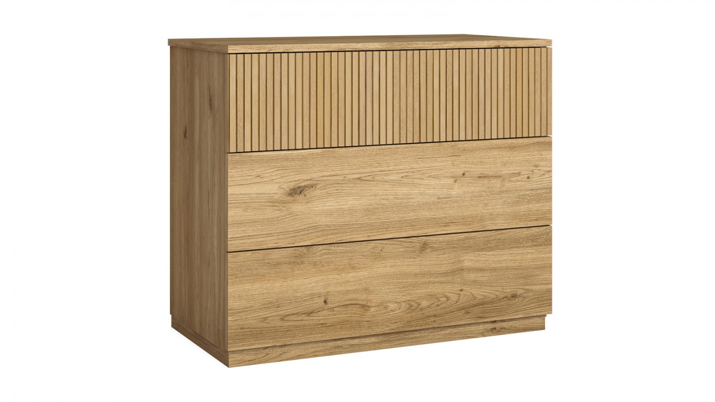 Commode 3 tiroirs effet bois 100 cm - Rana